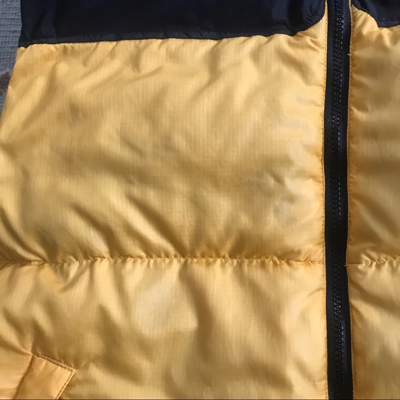 SOLD: VTG 90s North Face Nuptse 700 Down L Puffer VEST Stowable Hood Yellow - Picture 9 of 12
